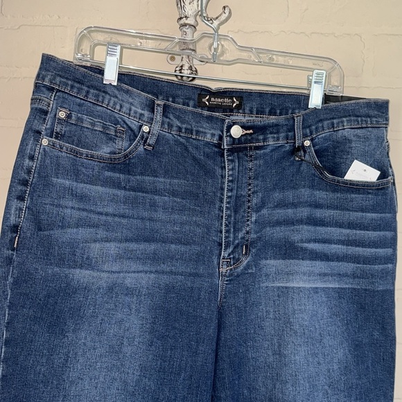 Nanette Lepore jeans High-Rise Slim Straight Blue denim stretch 18 NEW - Picture 2 of 7